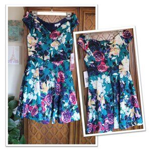 EMERALD SUNDAE Vintage Floral Off Shoulder Tulle Flared Mini Dress NWT! - Size S